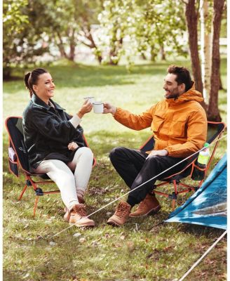 Camping Chairs, Lightweight Outdoor Chairs with 2 Side Pockets & Storage Bag (2, Orange)