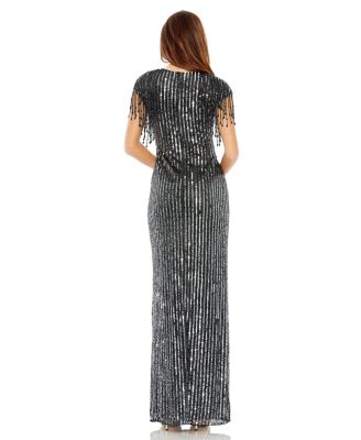 Women's Embellished Fringe Gown