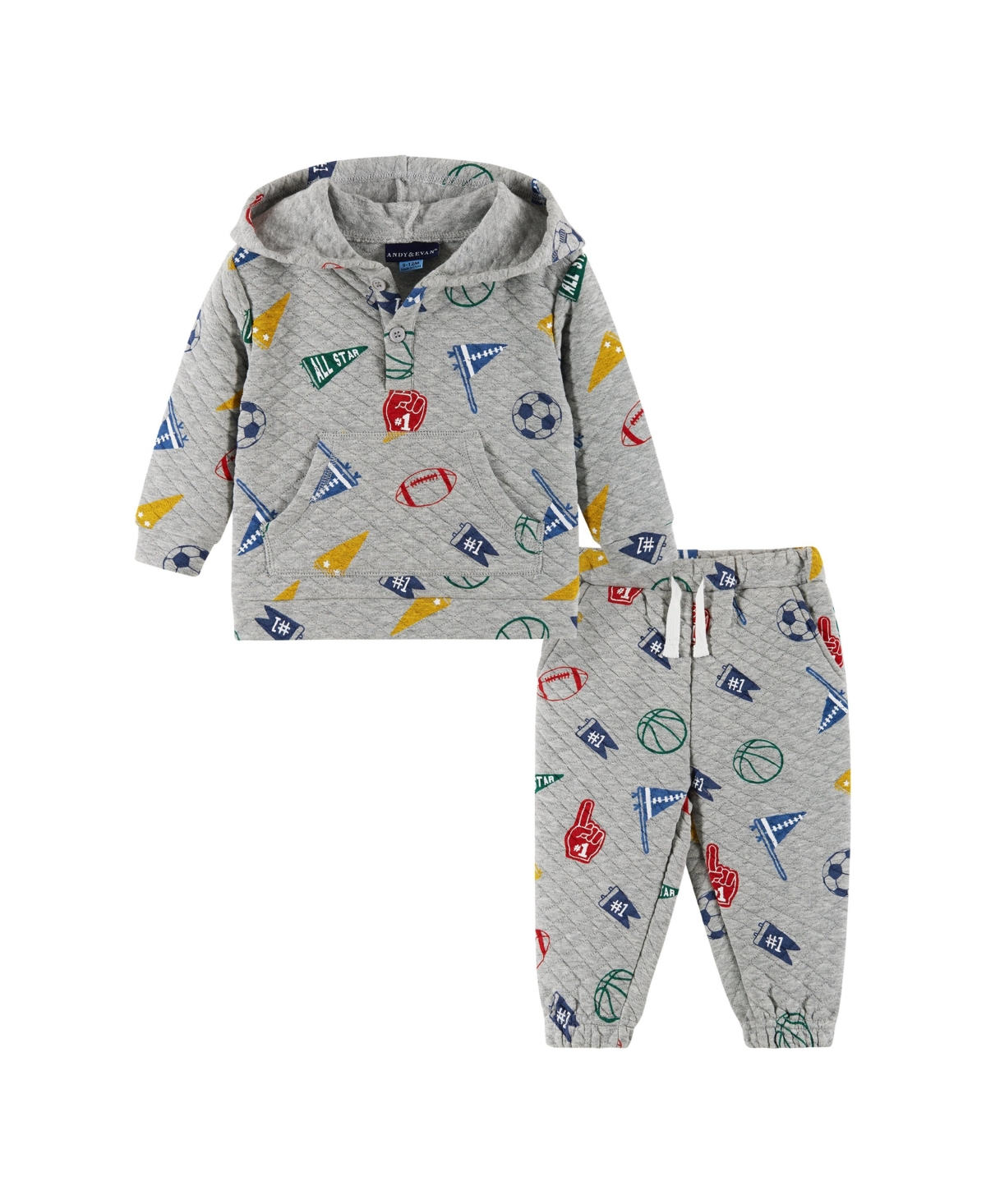 Andy & Evan Toddler/Child Boys Varsity Print Hooded Lounge Set