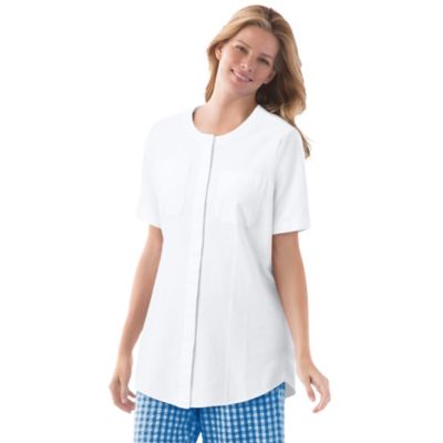 Women's Plus Size Short-Sleeve Crinkle Shirt