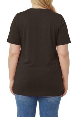 Plus Size Women's Perfect Short-Sleeve Shirred V-Neck Tunic Top