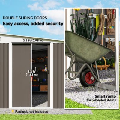 11&#39; x 9&#39; Metal Outdoor Storage Shed with Lockable Doors,