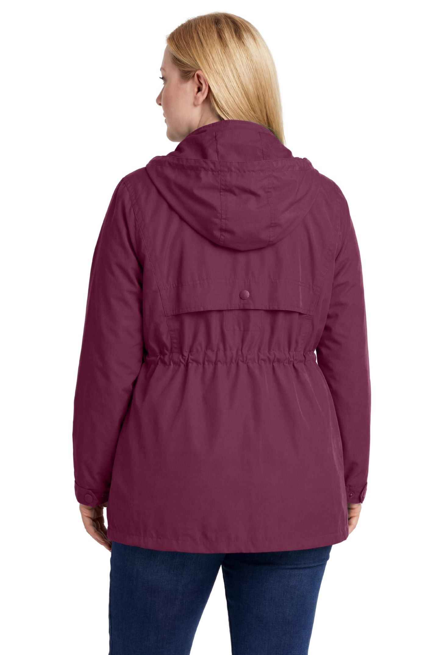 Женская куртка Woman Within Plus Size Within Taslon Anorak with Removable Fleece Lining, цвет: Глубокий бордово-красный — фото 2
