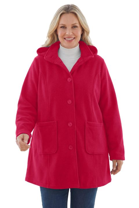 Женское пальто Woman Within Within Hooded A-Line Fleece, цвет: Красный