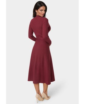 Women's Fit and Flare Midi Sweater Dress