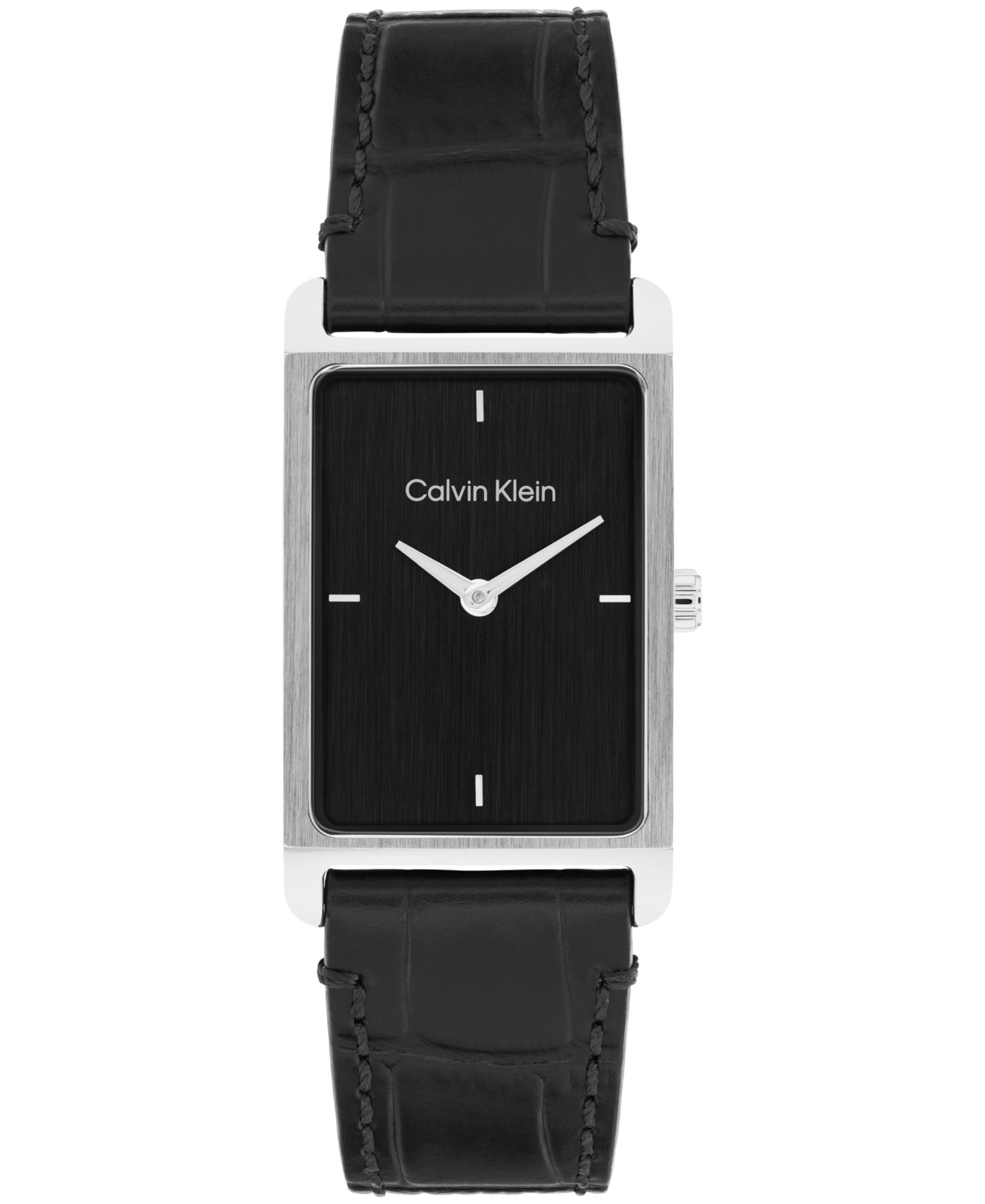 Men's Dapper Black Leather Strap Watch, 24mm