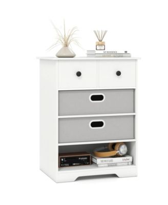 4-Drawer Dresser Modern Chest Storage Organizer with Open Shelves Anti-Tip Kits