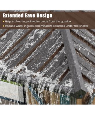 16 x 12 FT Hardtop Gazebo with Netting Heavy-Duty Double-Roof Galvanized Metal Top