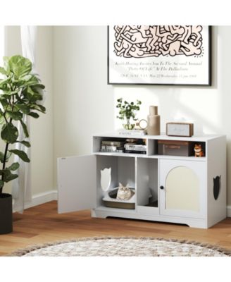 43" Hidden Cat Washroom Furniture with Storage Double Rooms Scratching Board