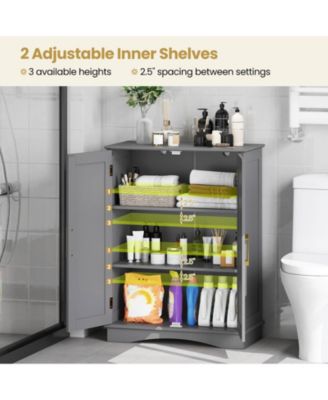 Floor Storage Cabinet Modern Storage Organizer with Adjustable Shelves &2 Doors