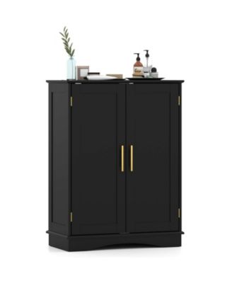 Floor Storage Cabinet Modern Storage Organizer with Adjustable Shelves &2 Doors