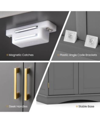 Floor Storage Cabinet Modern Storage Organizer with Adjustable Shelves &2 Doors