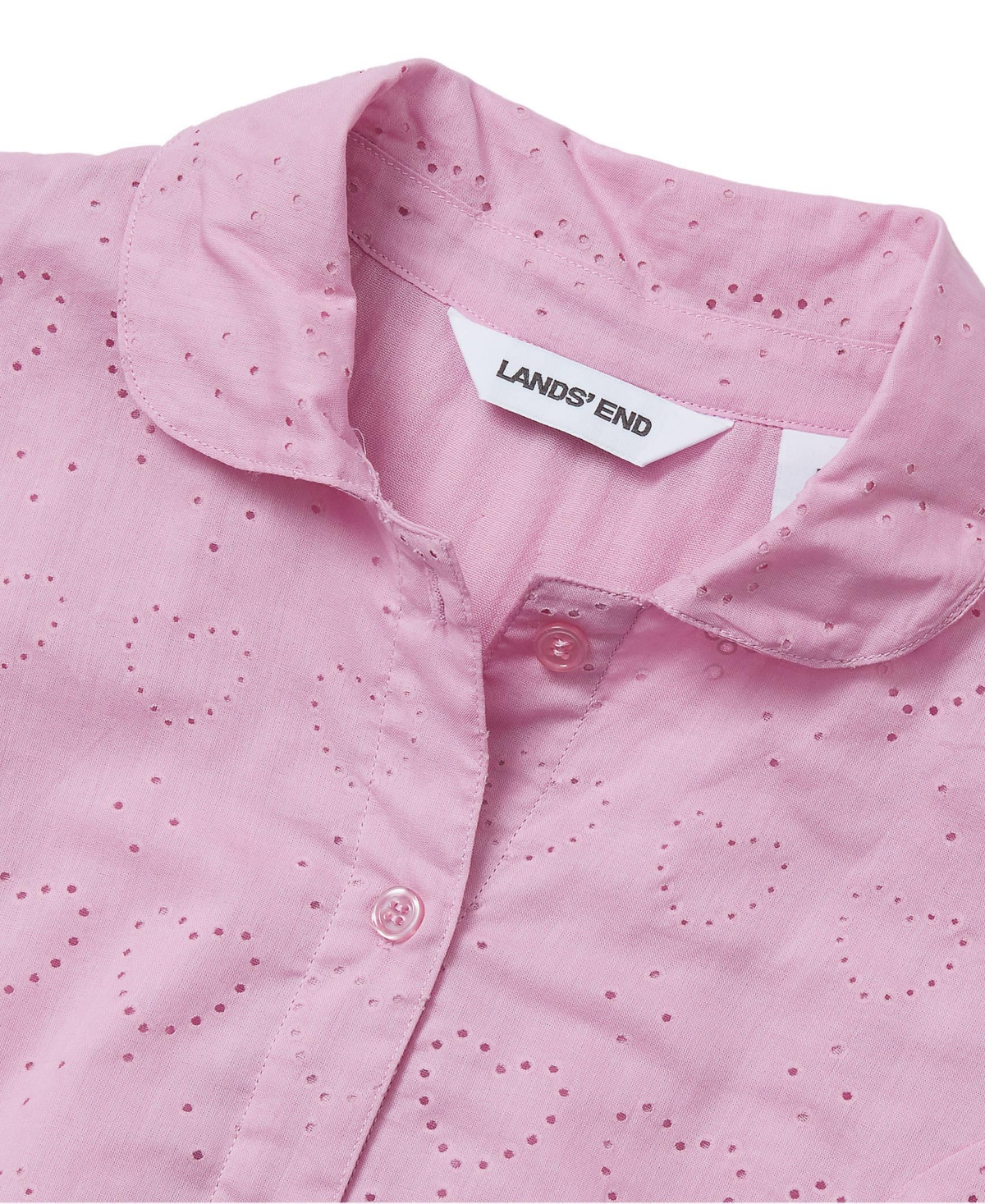 Lands' End Girls Long Sleeve Woven Hearts Top