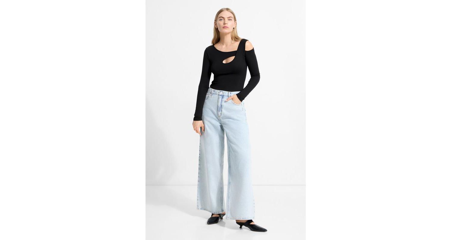 Women's Lotte Long-Sleeve Jersey Top with Front and Back Oval Cutouts