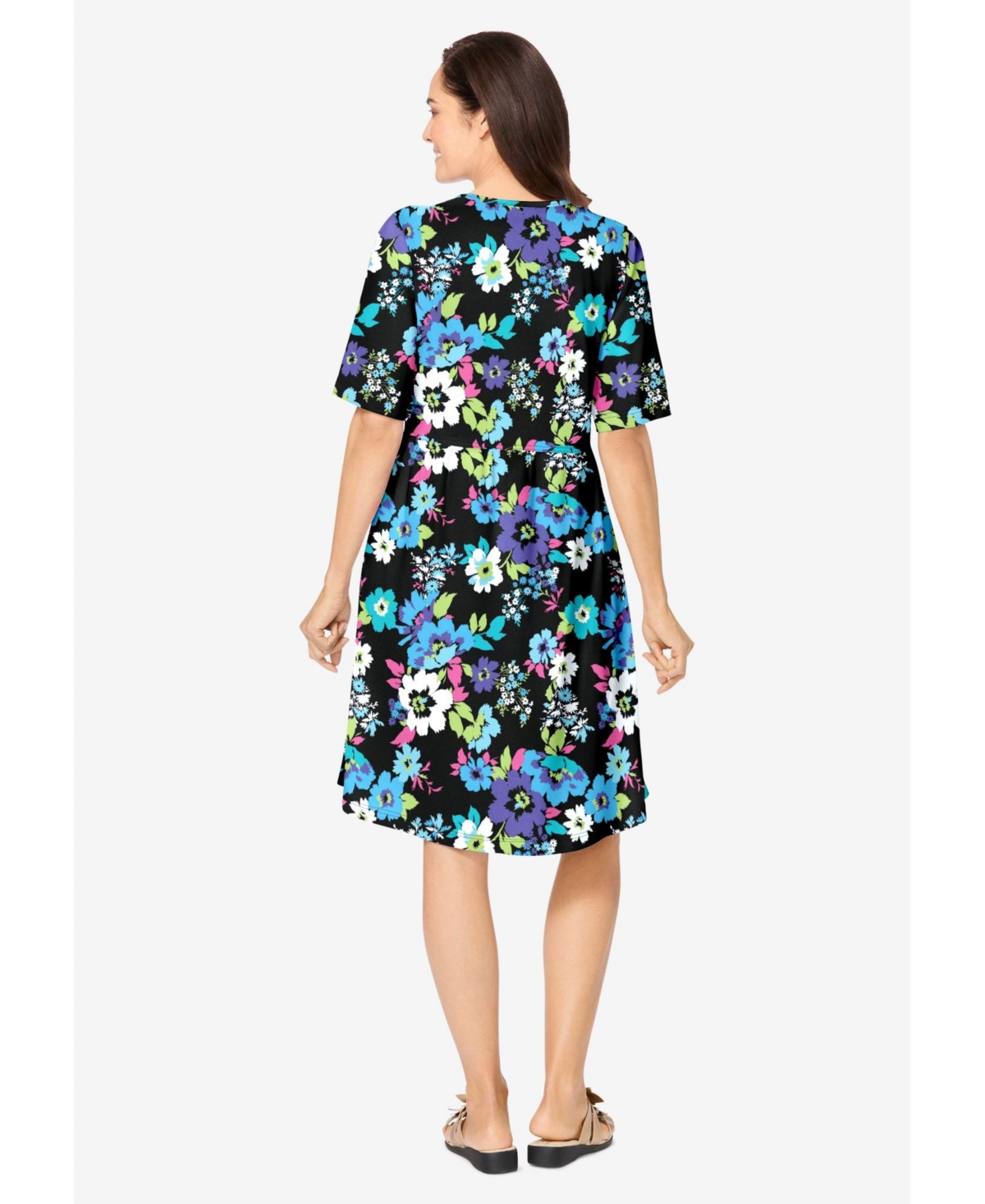 Woman Within Women's Button-Front Short Essential Dress