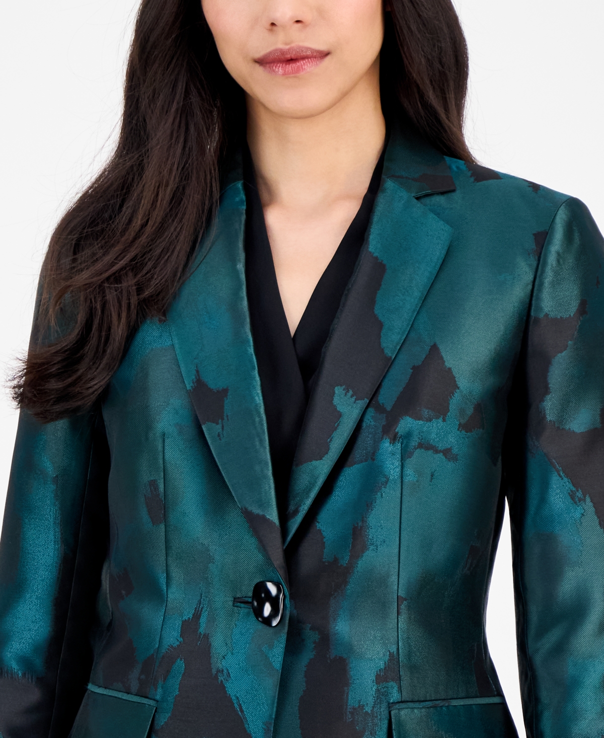 Anne Klein Women's Jacquard Single-button-front Blazer In Multi