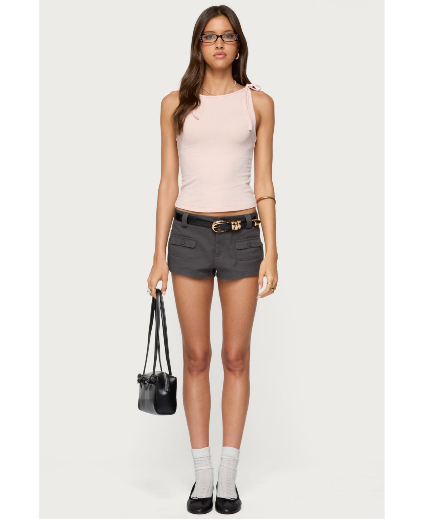 Женский топ Edikted Chrissy Tie Strap Tank Top, цвет: Светлый розовый — фото 5