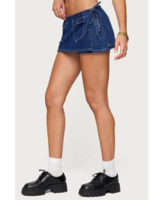 Womens Giselle Wrap Denim Mini Skort