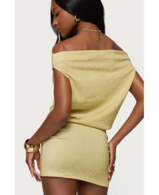 Womens Eris Metallic Off Shoulder Mini Dress