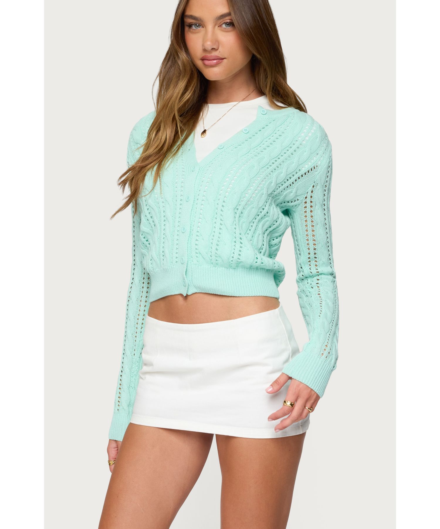 Womens Haisley Cable Knit Cardigan