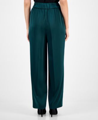 Petite Satin High-Rise Wide-Leg Pants