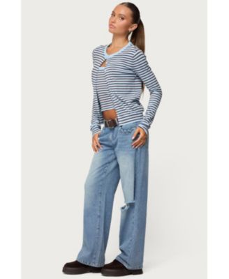 Womens Dutton Distressed Low Rise Jeans