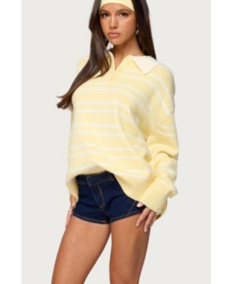 Womens Rilynn Striped Polo Sweater