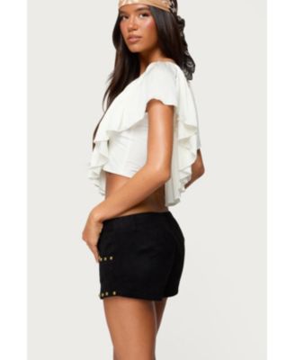 Womens Deena Ruffled V Neck Top