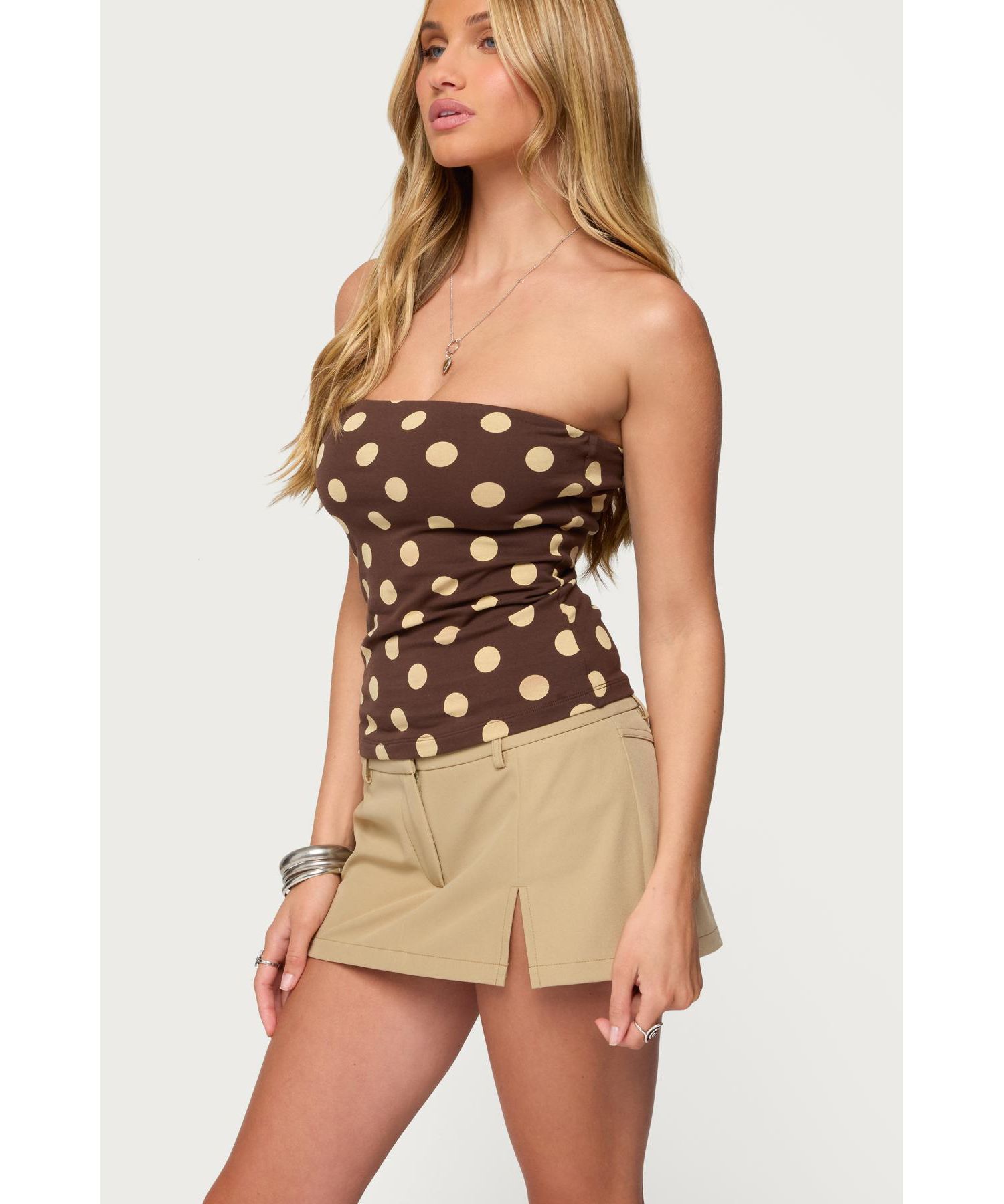 Women's Polka Dot Built In Bra Tube Top