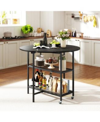 Round Outdoor Dining Table for 4 People 36 inch Acacia Wood Patio Table for Yard