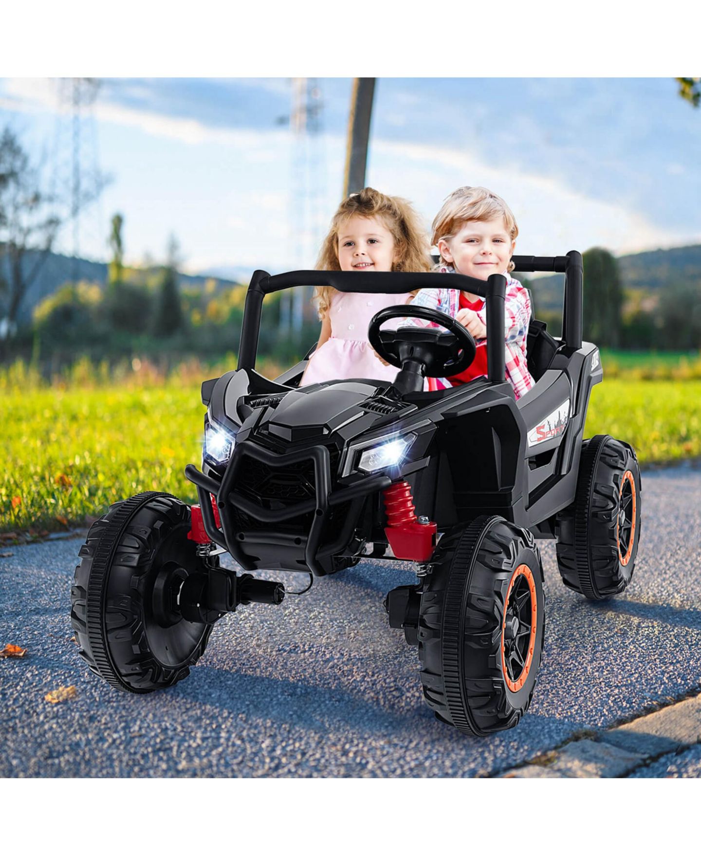 Детская игрушка Costway 24V Kids Ride-On UTV with Remote Control, от 3 лет, цвет: Чёрный — фото 3