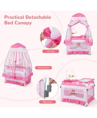 Portable Baby Playpen Crib Cradle Changing Pad Mosquito Net Toys