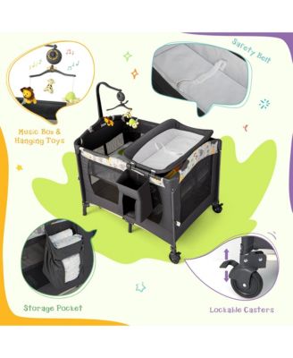 Baby Bedside Sleeper Portable Baby Bassinet 4-in-1 Rolling Bassinet