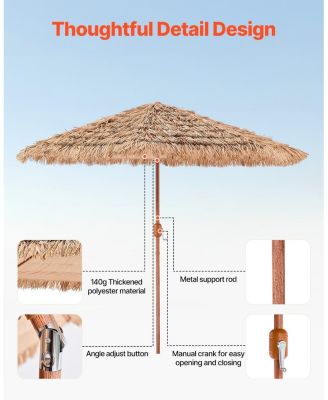 Tiki Thatched Patio Umbrella for Poolside Garden or Beach Shade