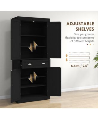 Kitchen Storage Cabinet with Doors and Shelves for Pantry and Dining Room Organization