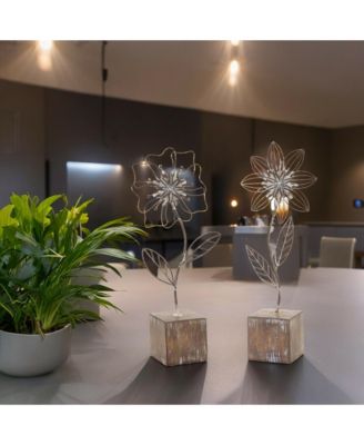Set of 2 Metal Floral Decor Pieces for Stylish Home Accents