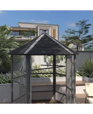 69" Large Wooden Hexagonal with Cove Roof, Light