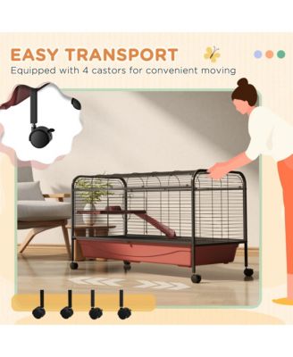 41"L Small Animal Cage Rabbit Hutch with Feeder