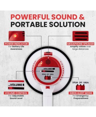Compact Megaphone Speaker, Battery Operated, Siren Alarm Mode, Volume Control