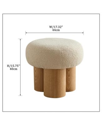 Modern Mushroom Ottoman with Wool Cushion, Footstool, Upholstered Seat for Living Room or Bedroom-The Pop Home