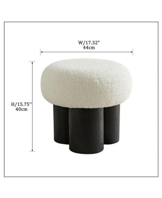 Modern Mushroom Ottoman with Wool Cushion, Footstool, Upholstered Seat for Living Room or Bedroom-The Pop Home