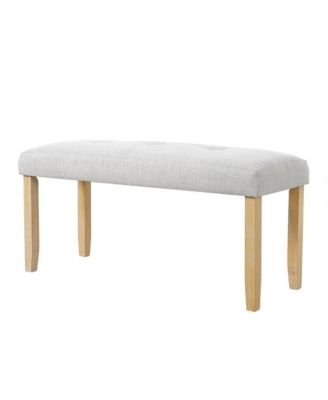 Linen Tufted Upholstered Bench with Padded Seat and Wood Legs for Entryway or Bedroom