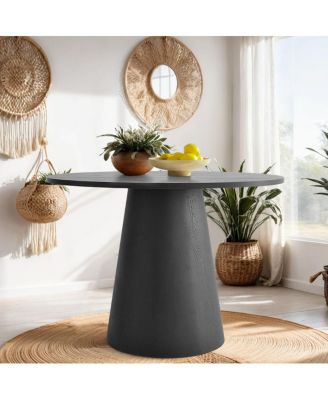 3 Pc. Wood Boucle Upholstered Removable Slipcover Pedestal Base Round Table Dining Room Set