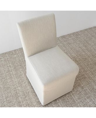 3 Pc. Wood Boucle Upholstered Removable Slipcover Pedestal Base Round Table Dining Room Set