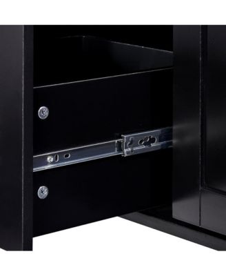 Rolling Kitchen Island 50-Inch with Rubber Wood Top, Slide-Out Shelves, 3 Drawers and Storage Racks