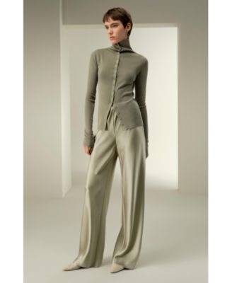Women's Straight-Leg Silk Satin Pants