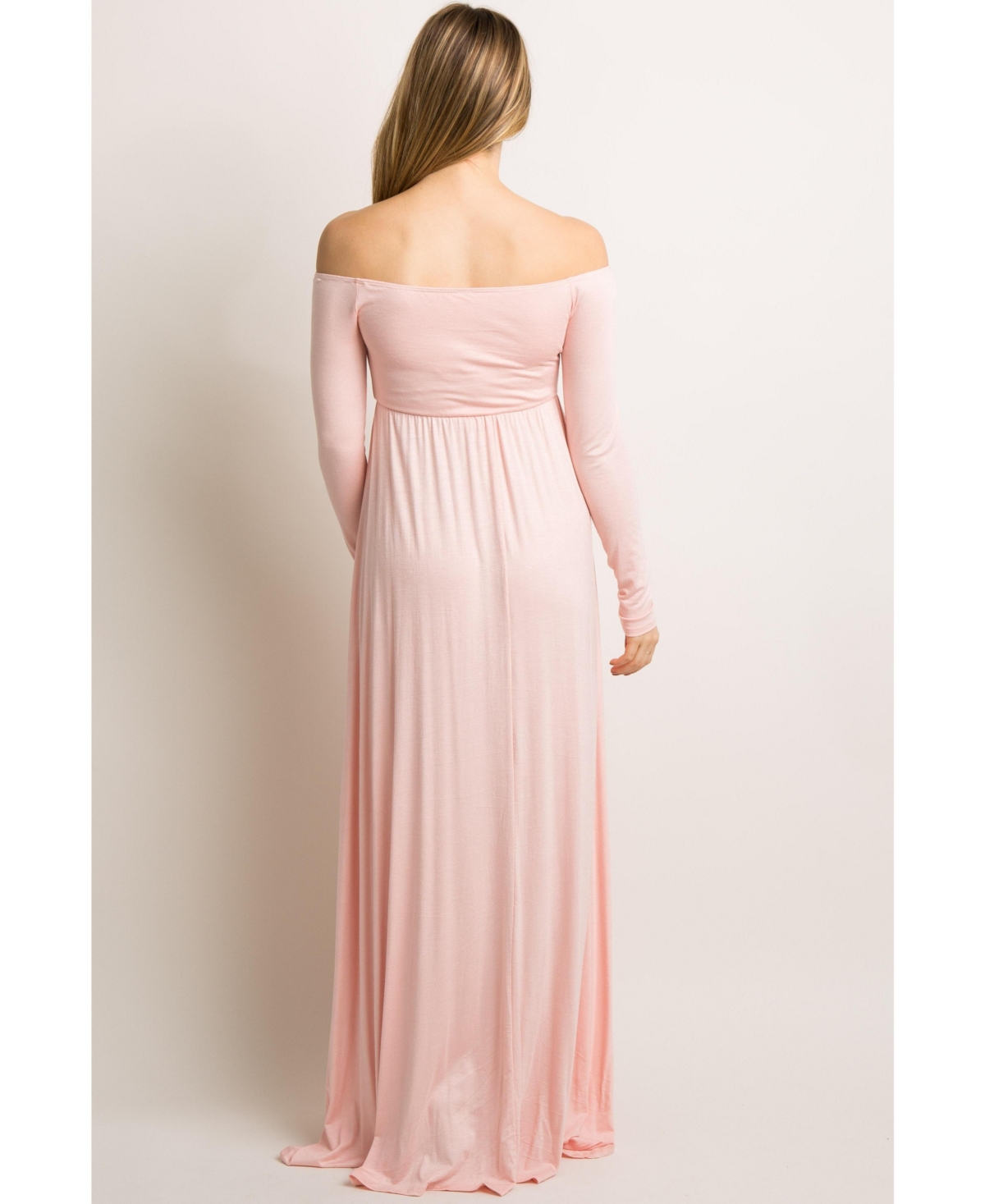 Pinkblush Maternity Pink Solid Off Shoulder Maxi Dress