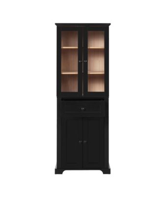 67.2" Tall Bathroom Storage Cabinet with Tempered Glass Doors, Adjustable Shelves, Drawer and Soft-Close Design