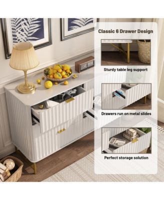 6-Drawer Dresser Chest with Metal Base