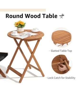 35 Inch Acacia Wood Bistro Set with Wicker Seating 2 Chairs and Table